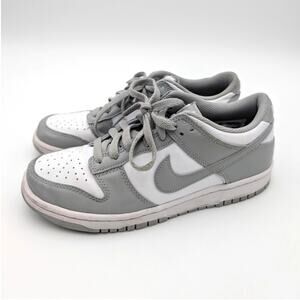 Nike Dunk Low Basketball Sneaker Shoes Kids' White/Light Smoke Grey Sz US7Y EU40